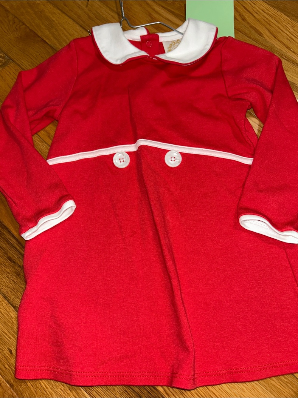 TBBC Red Long Sleeve Girl's Dress with White Trim 3T - Picture 1 of 3